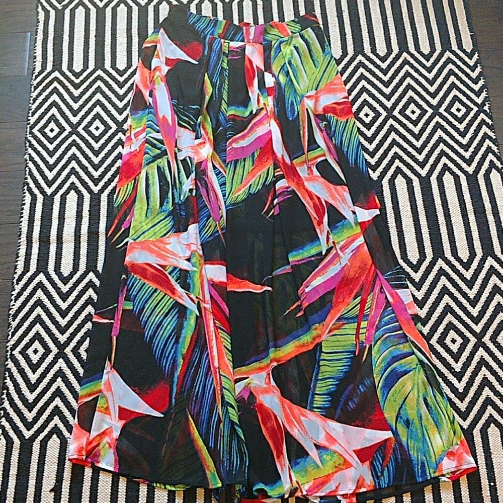 Tropical print long skirt